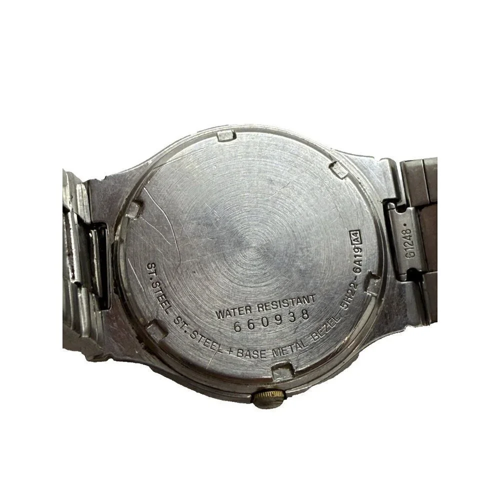 Vtg Seiko Quartz SQ Men's Watch 5H22-6A19 Caliber Date Dial Two Tone Bracelet